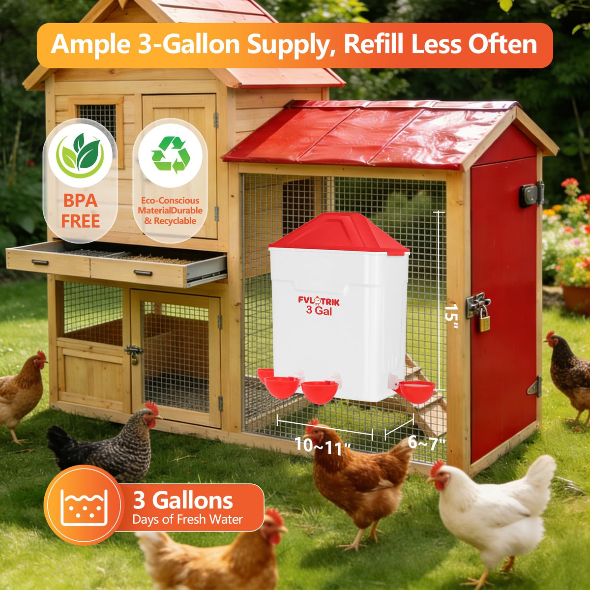3 Gallon Chicken Waterer and Feeder Set I796671