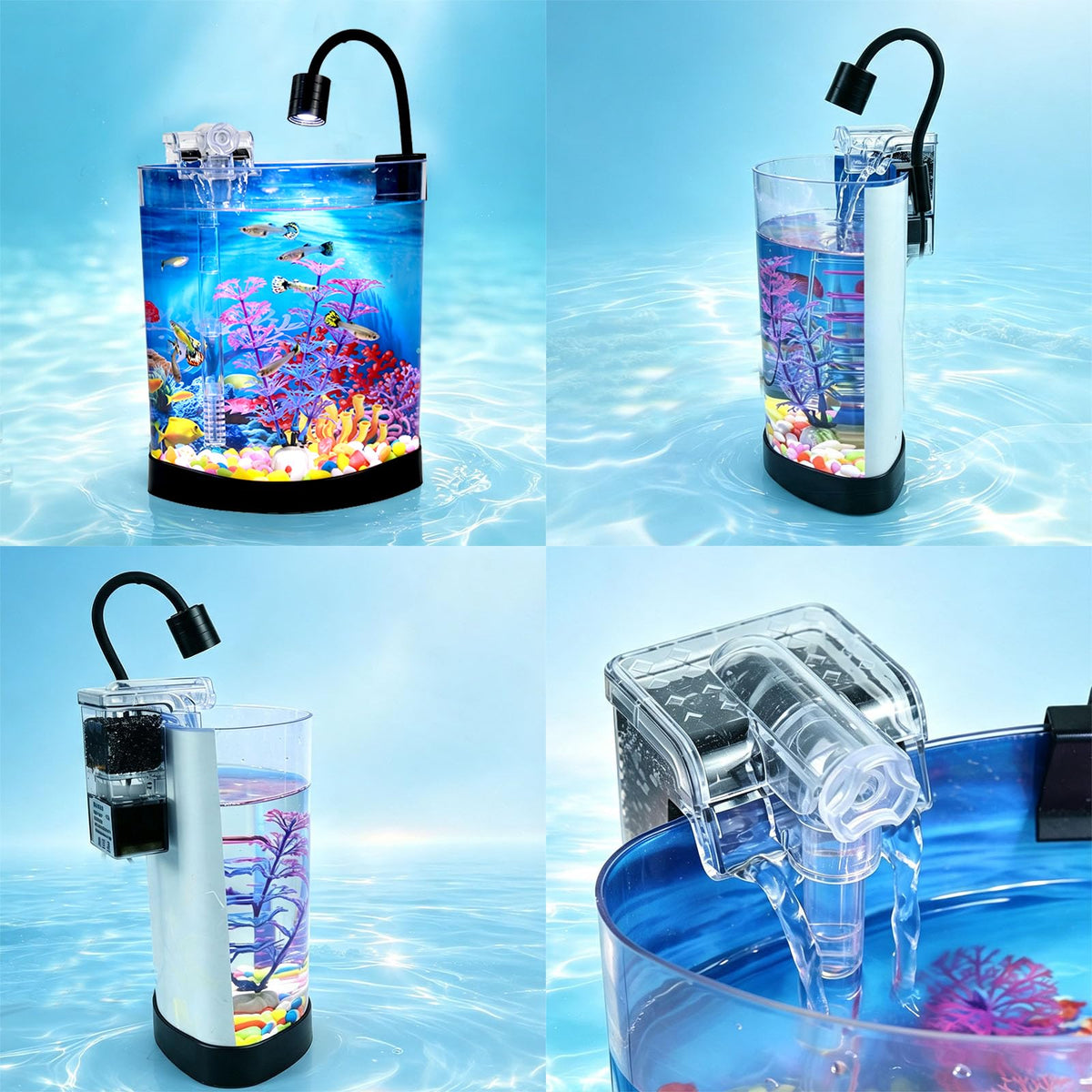 1 Gallon Half Moon Fish Tank O5097