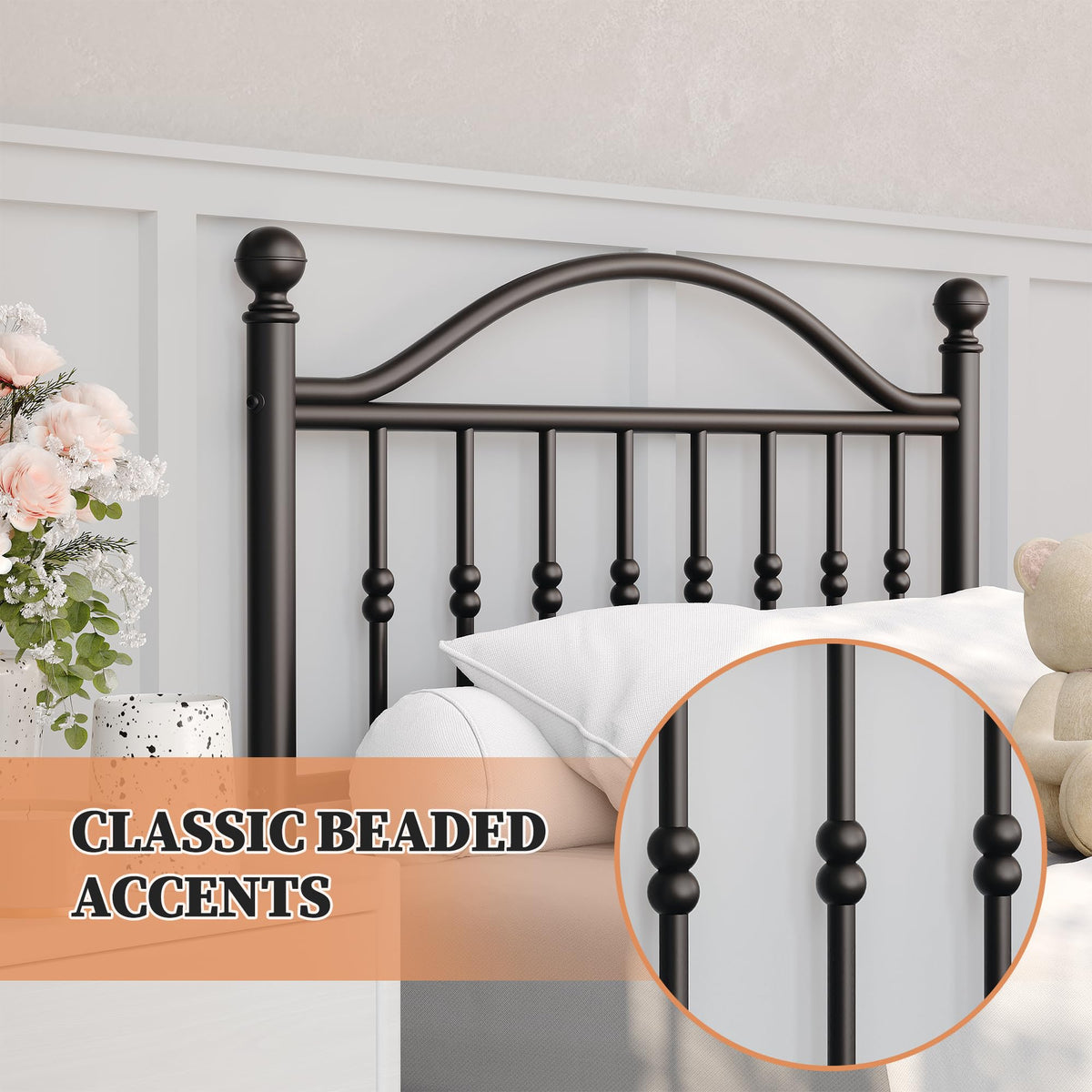 Twin Size Metal Platform Bed Frame with Headboard & Footboard C696