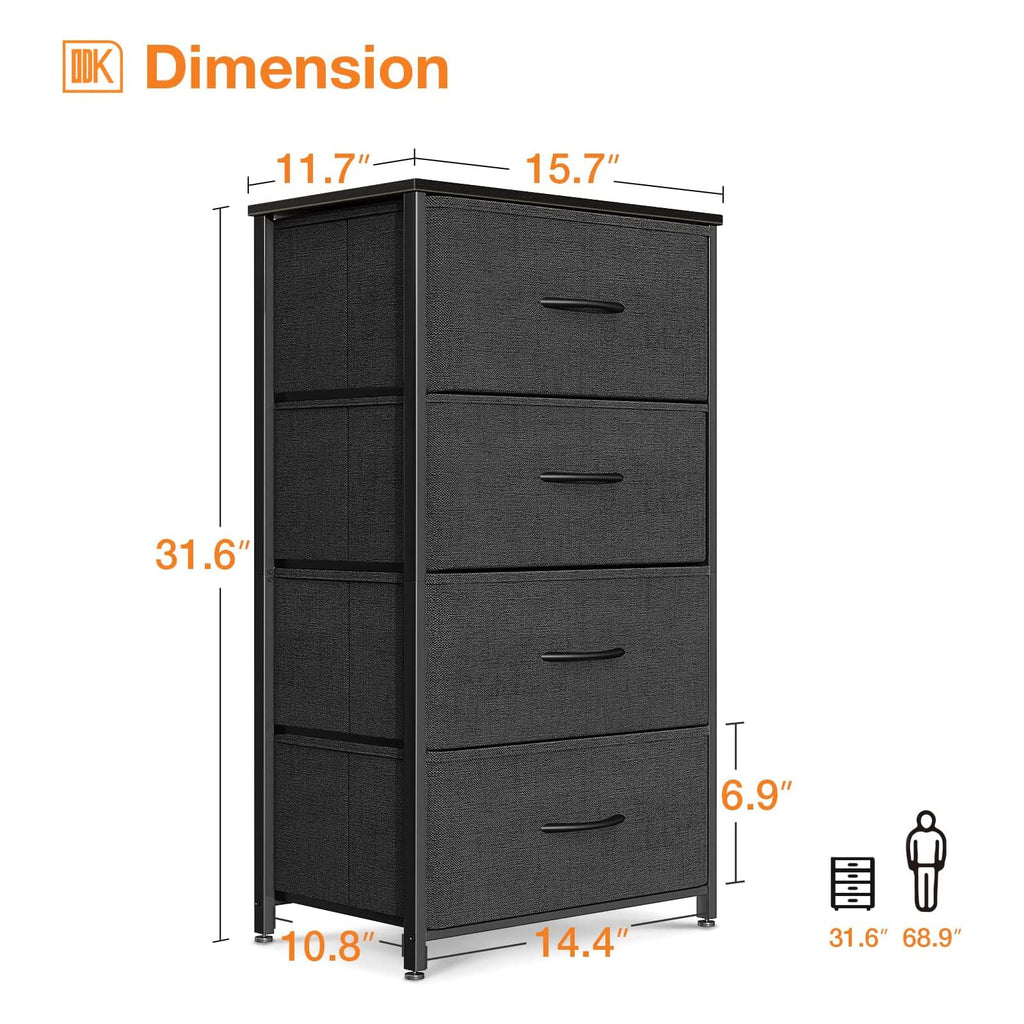 Black 4 Drawer Small Dresser Z236849
