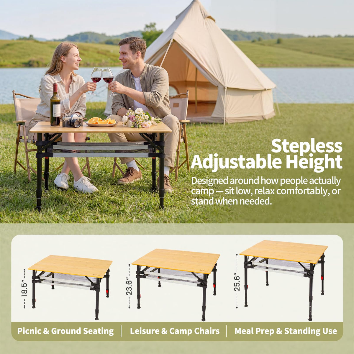 Bamboo Aluminum Folding Camping Table H6522