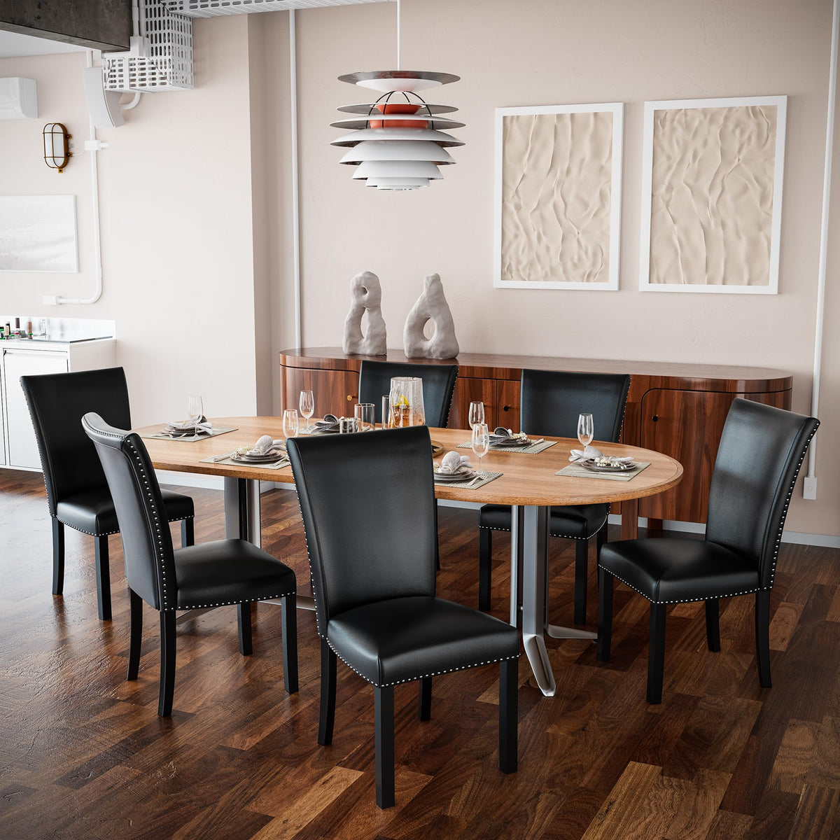 Faux Leather Upholstered Dining Chairs Set of 2 Black L901195