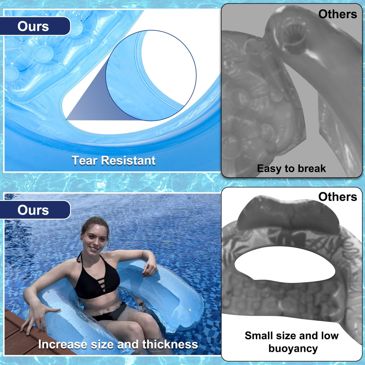 4 Pack Inflatable Pool Chair Float P15095