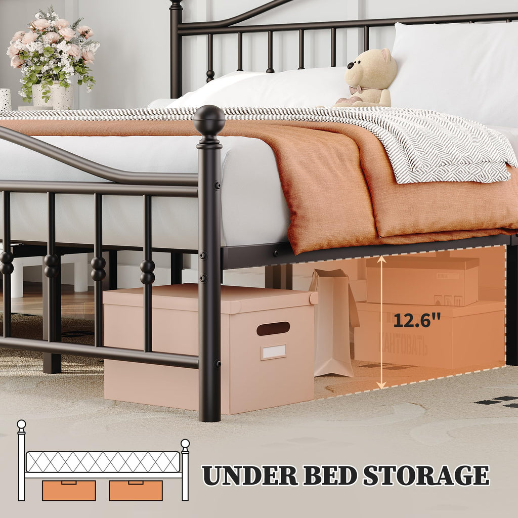 Twin Size Metal Platform Bed Frame with Headboard & Footboard C696