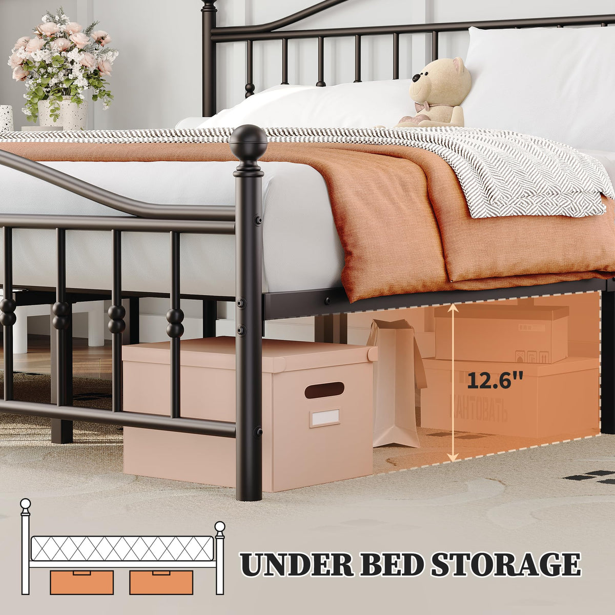 Twin Size Metal Platform Bed Frame with Headboard & Footboard C696