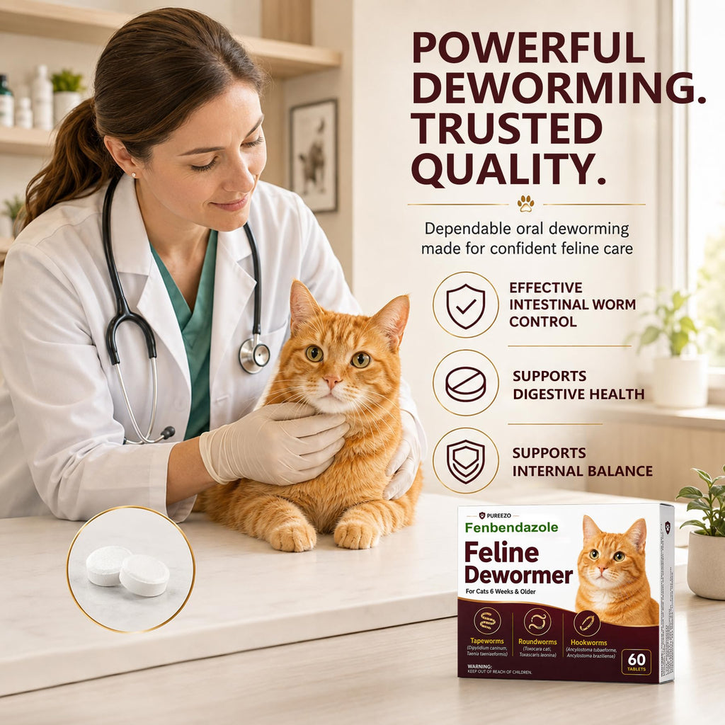 Cat Dewormer Tablets for Tapeworms, Roundworms & Hookworms E9060