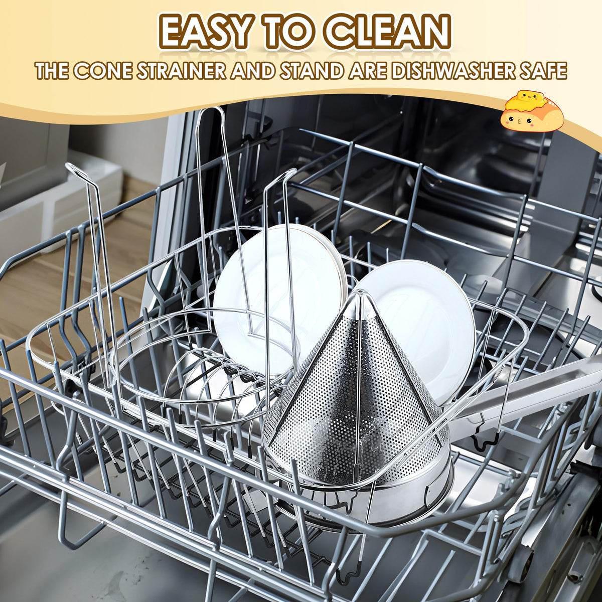Stainless Steel Chinois Strainer with Stand and Wooden Pestle A736
