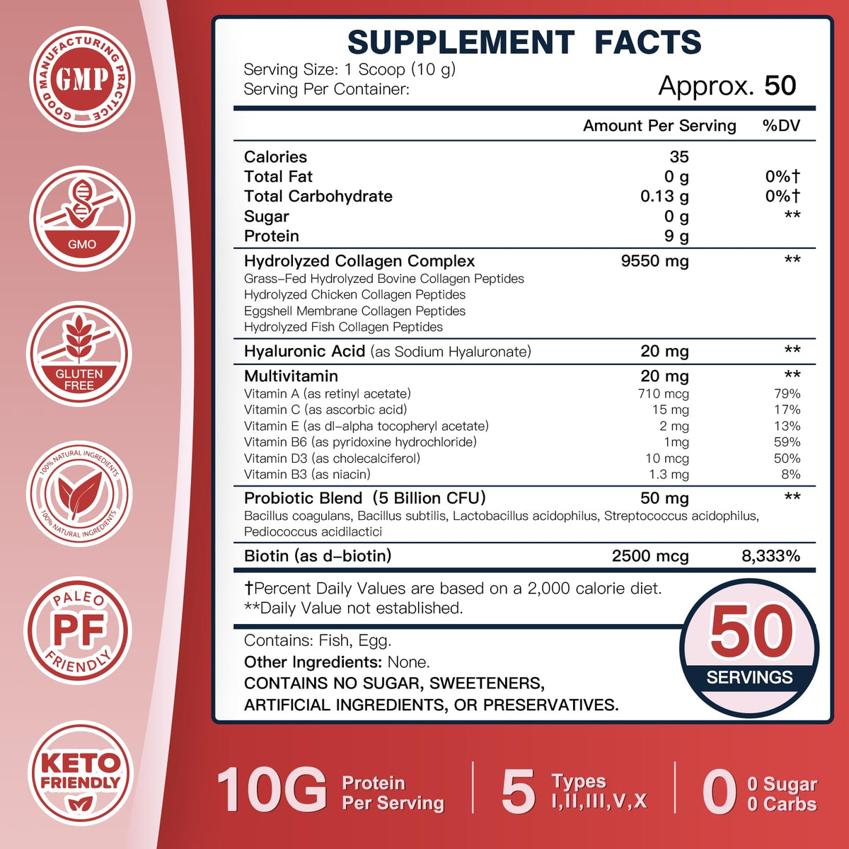 Multi Collagen Peptide Powder with Probiotics O9931