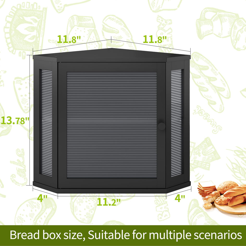 Black Medium Double Layer Bamboo Bread Box B882726