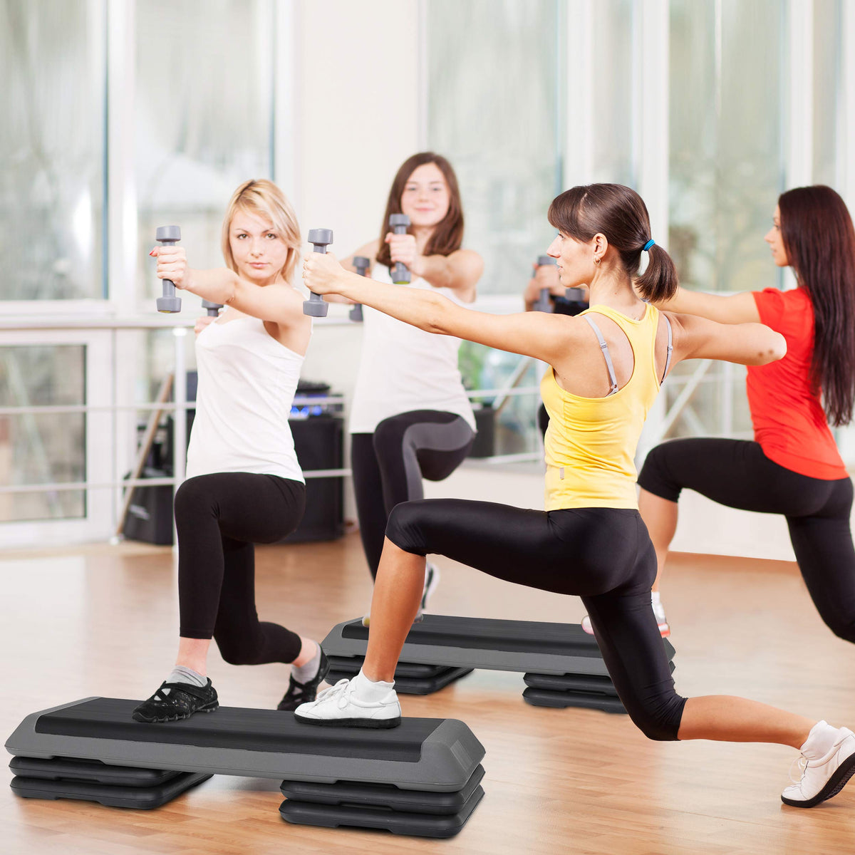 43 Inch Adjustable Aerobic Step Platform with 4 Risers R3571