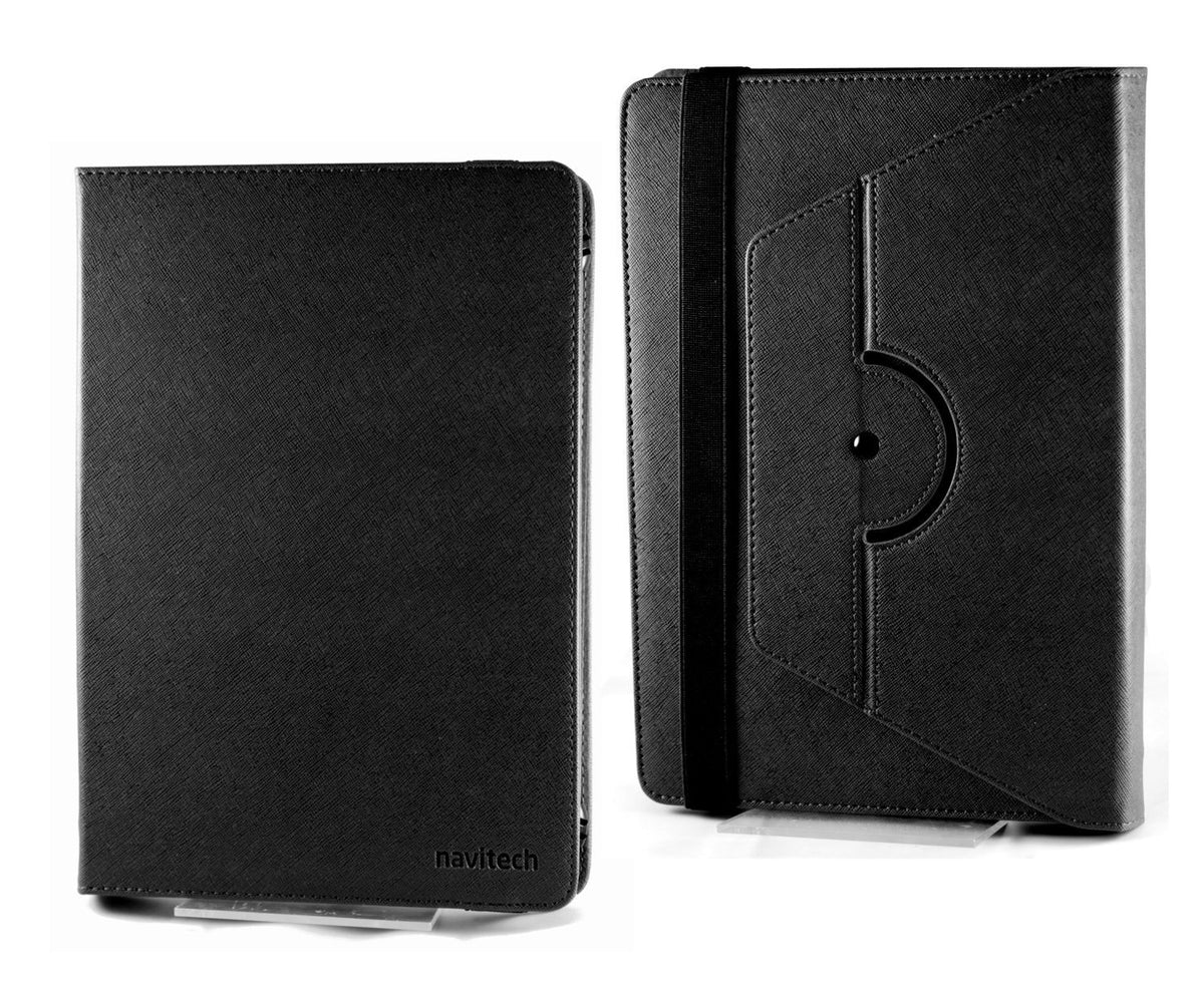 Black Faux Leather Hard Case Cover with 360 Rotational Stand I41232
