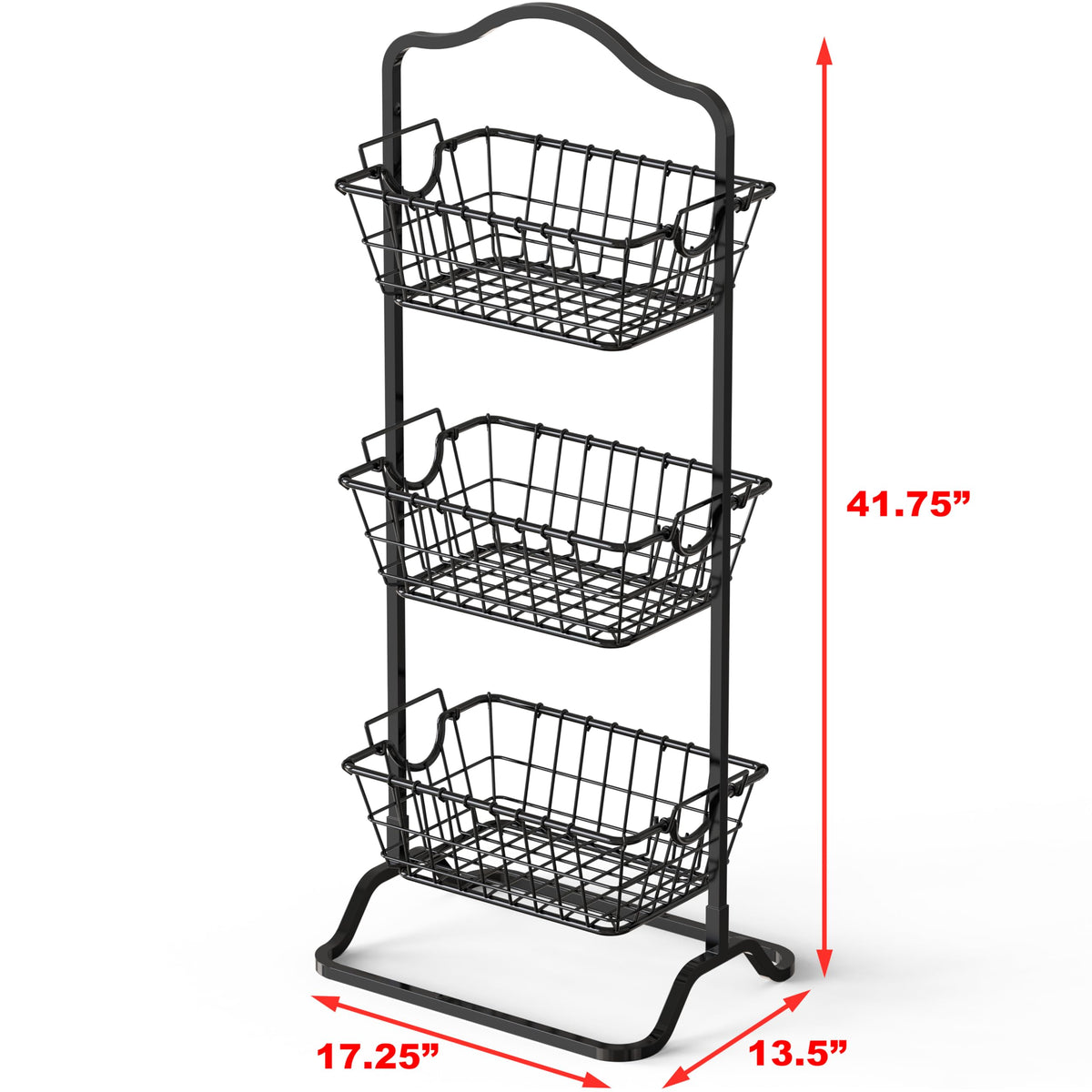 3-Tier Wire Fruit Basket Stand, Black V959