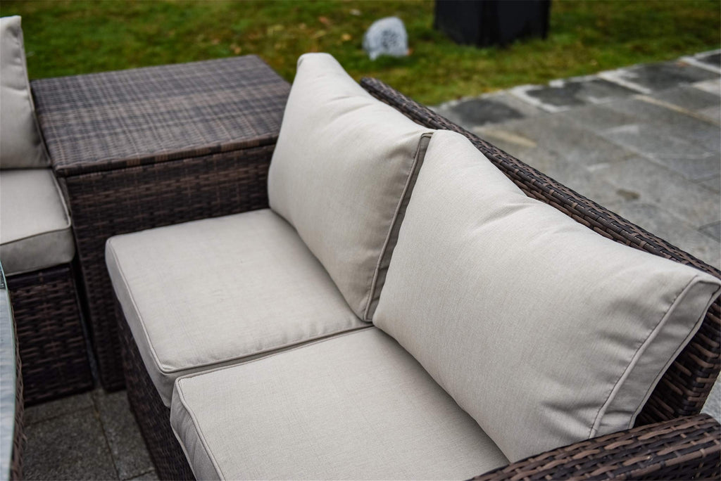 7 Pcs Rattan Wicker Sofa Set with Storage Box and Cushions G55613