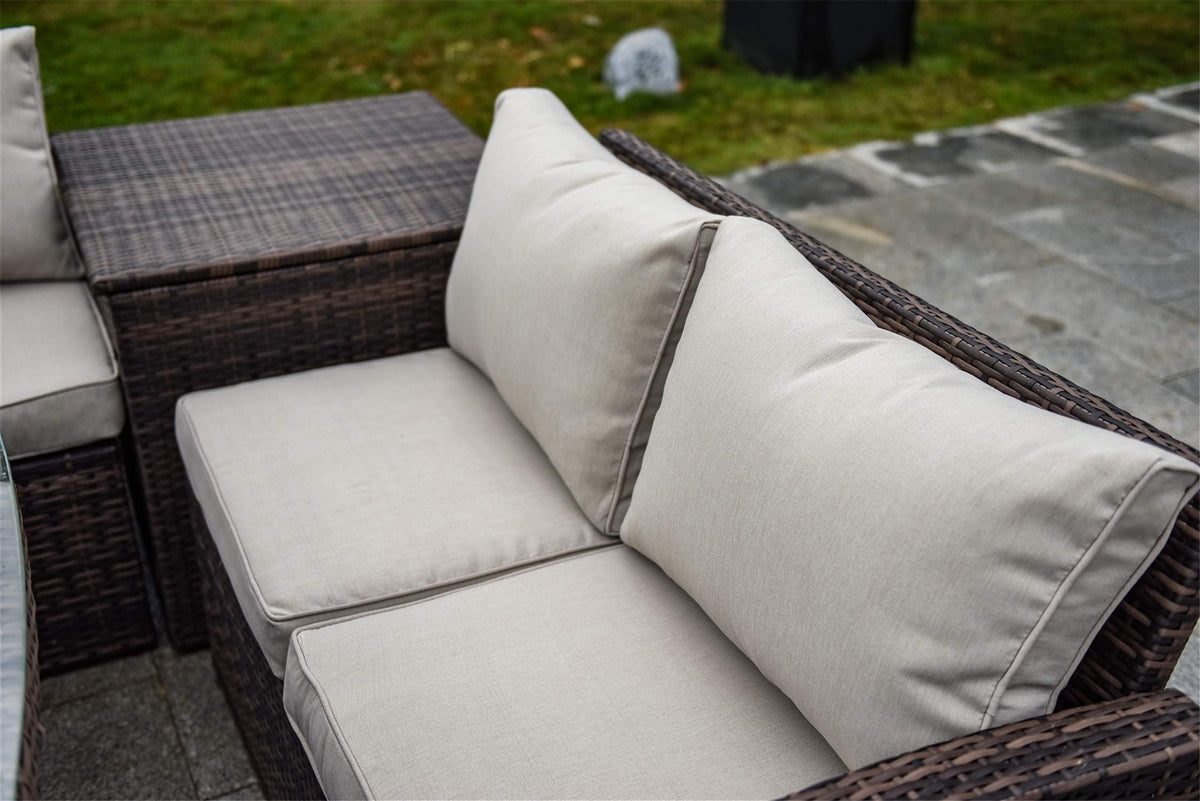 7 Pcs Rattan Wicker Sofa Set with Storage Box and Cushions G55613