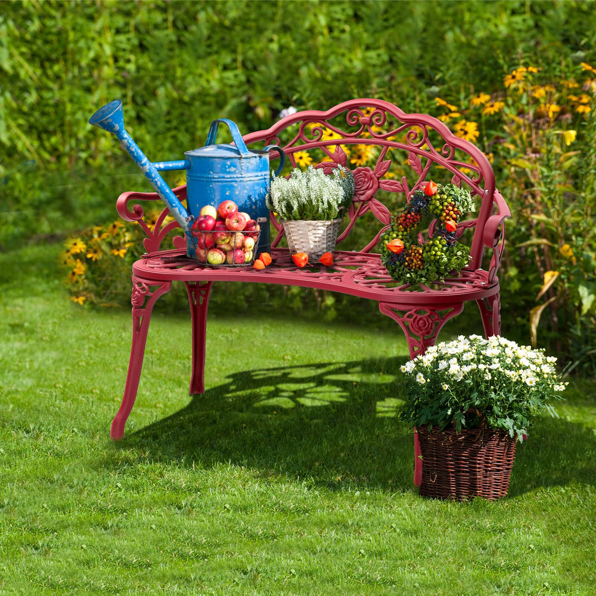 38.5" Cast Iron Aluminum Patio Bench J898193