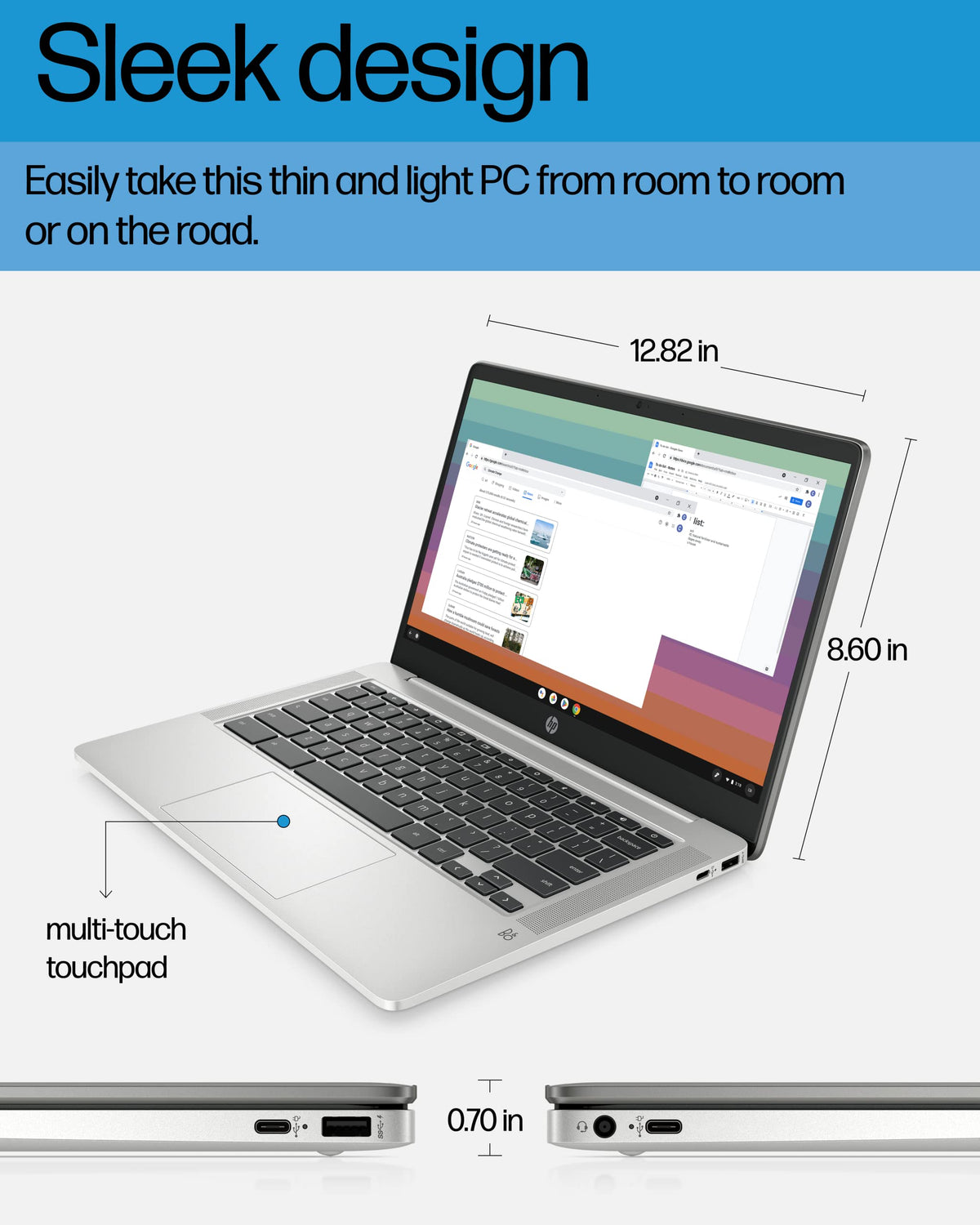 14 Laptop, Intel Celeron N4120, 4 GB RAM, 64 GB eMMC, Chrome OS, Mineral Silver M1517