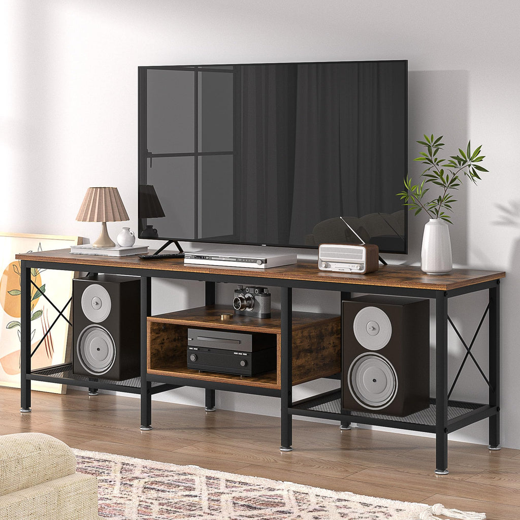 70 Inch 3-Tier TV Stand with Open Storage Shelves I852