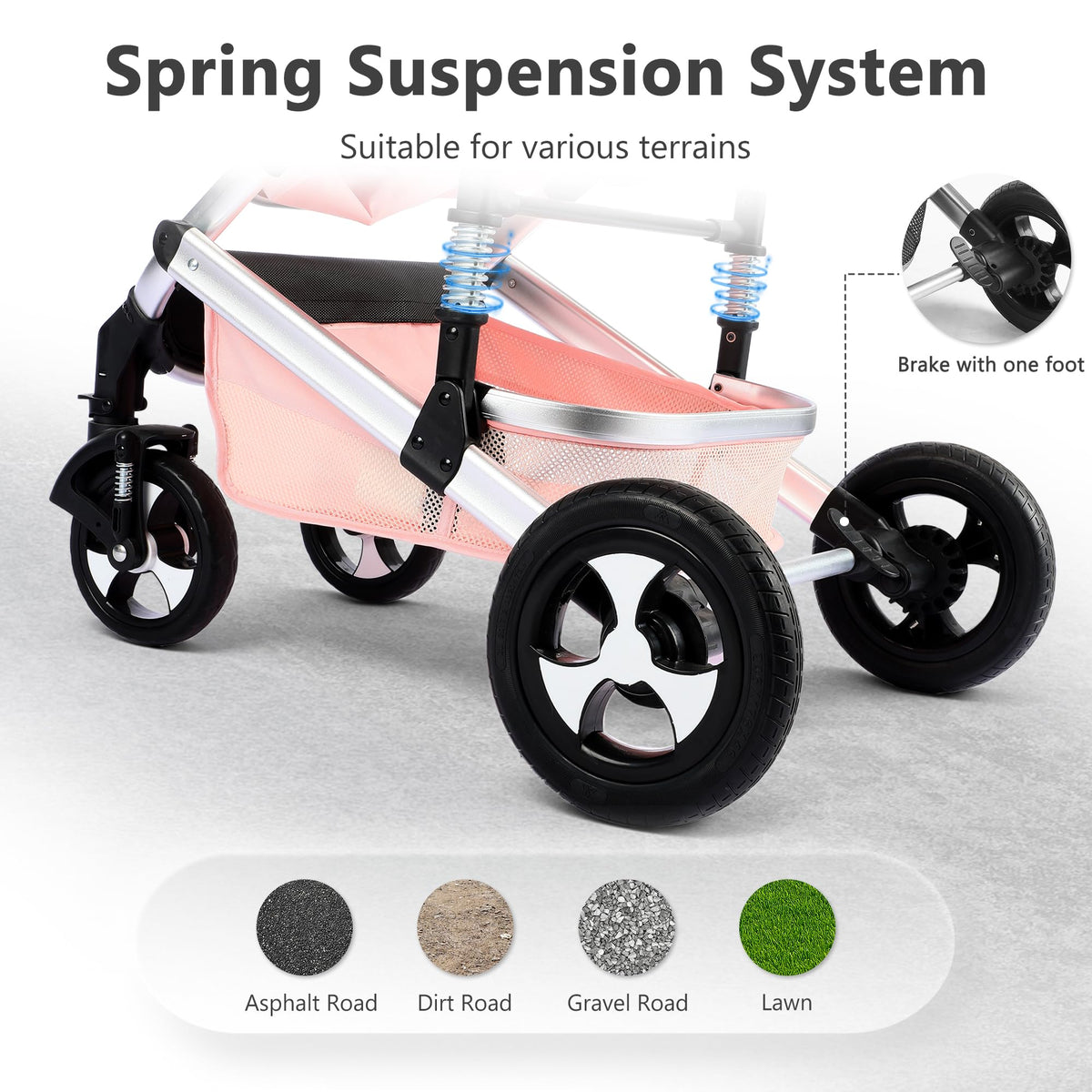 2 in 1 Convertible Baby Stroller, Diaper Bag, Pink R469885