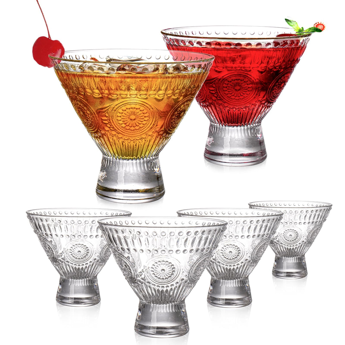 6 Pack 8 oz Stemless Martini Glasses W8486