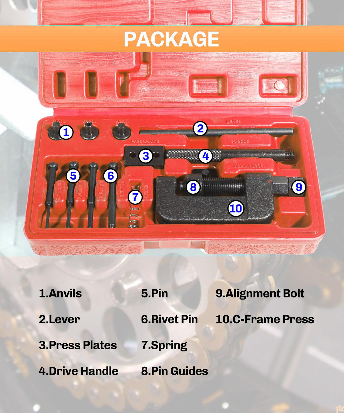 19PCS Chain Breaker Bike Tool Kit I331