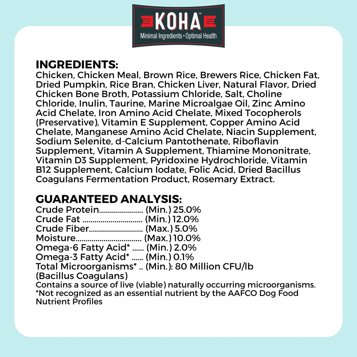 Limited Ingredient Chicken & Brown Rice Dog Food P1474