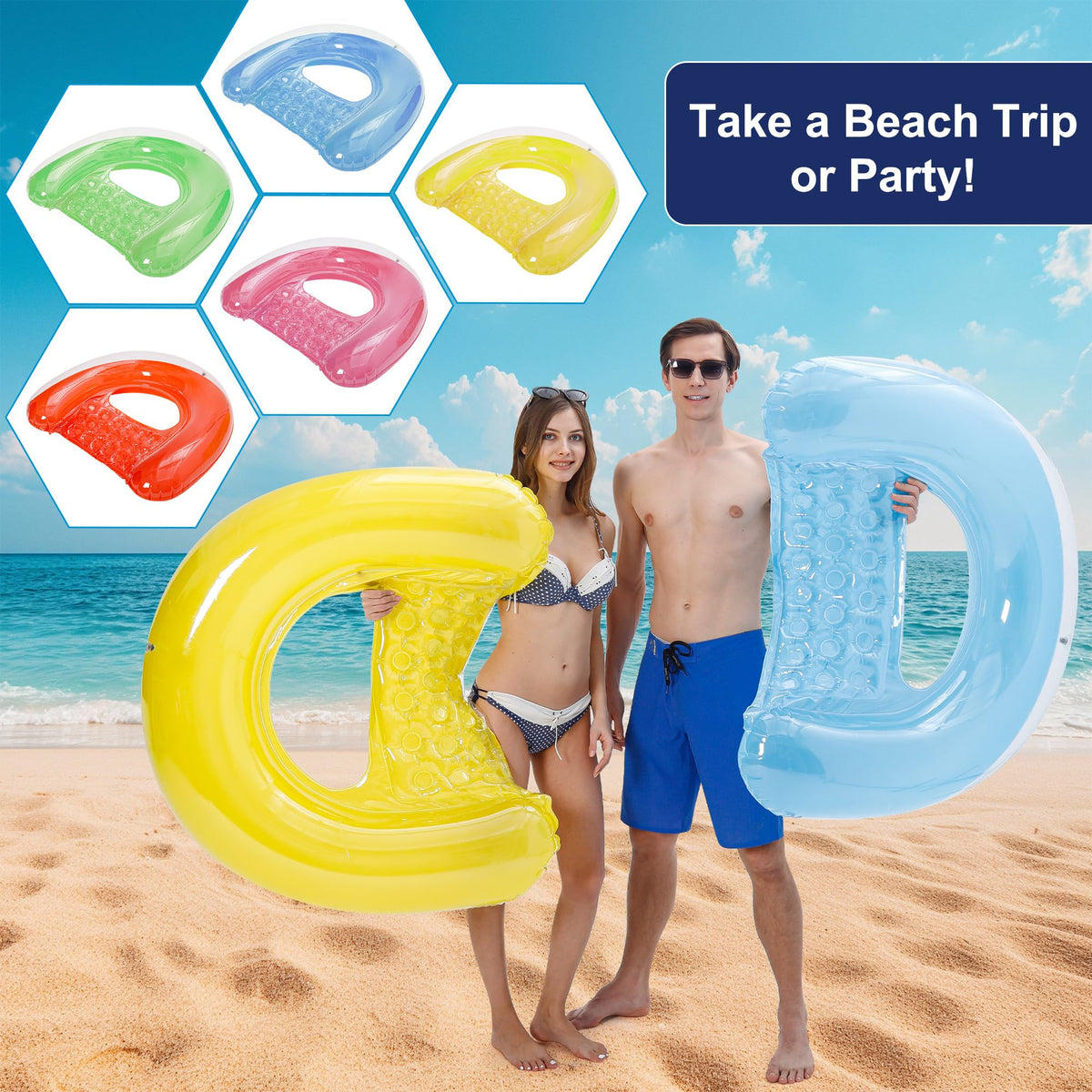 4 Pack Inflatable Pool Chair Float P15095