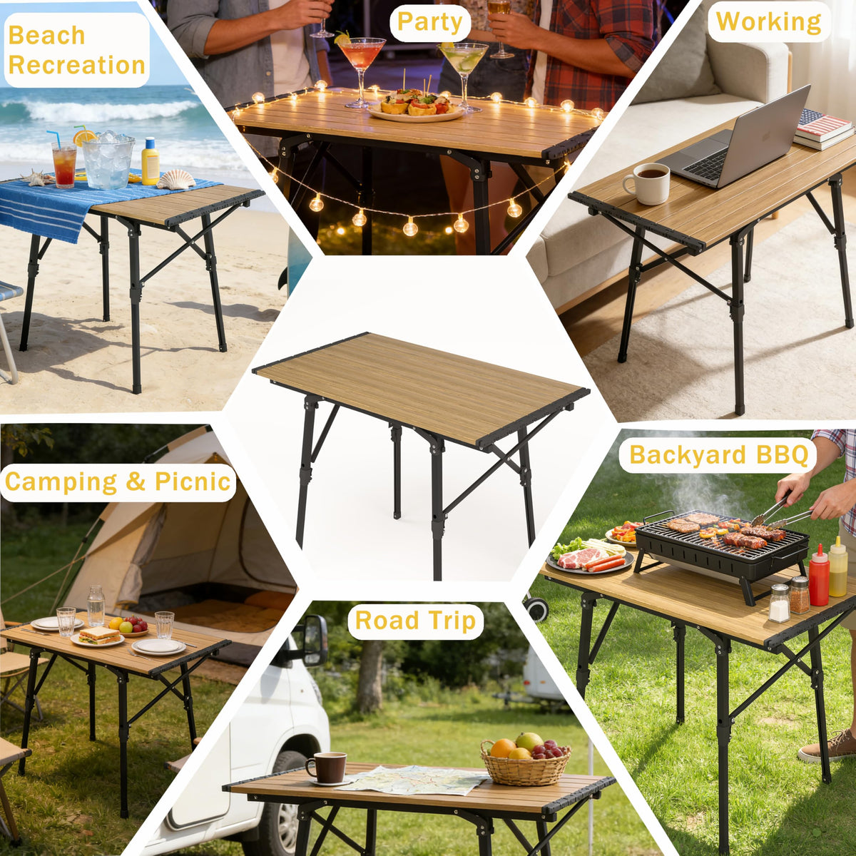 Lightweight Aluminum Alloy Folding Camping Table with Carry Bag G921