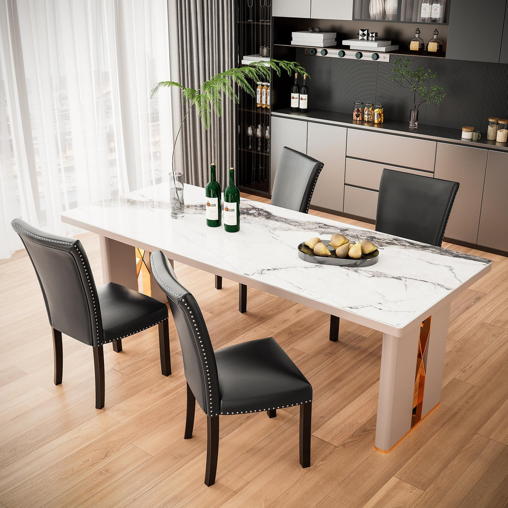 Faux Leather Upholstered Dining Chairs Set of 2 Black L901195