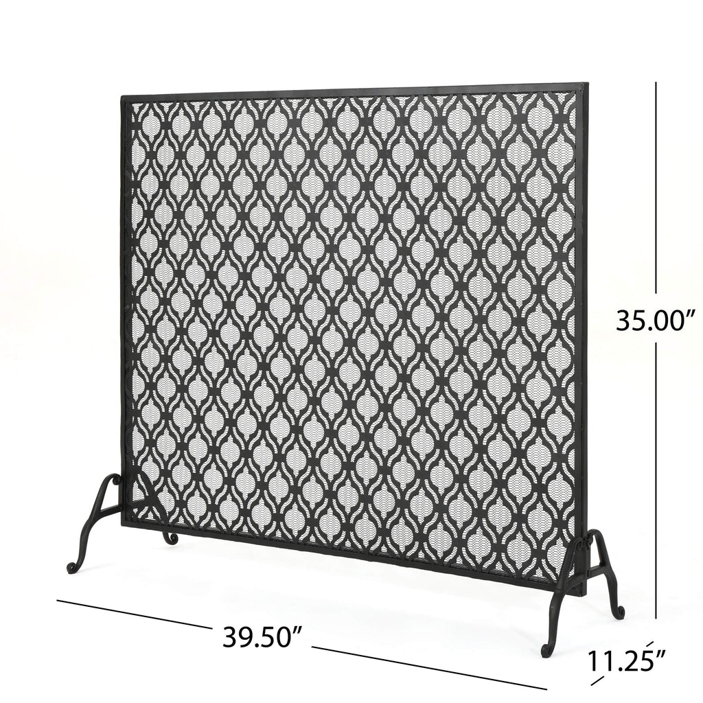 Black Iron Fireplace Screen B7035