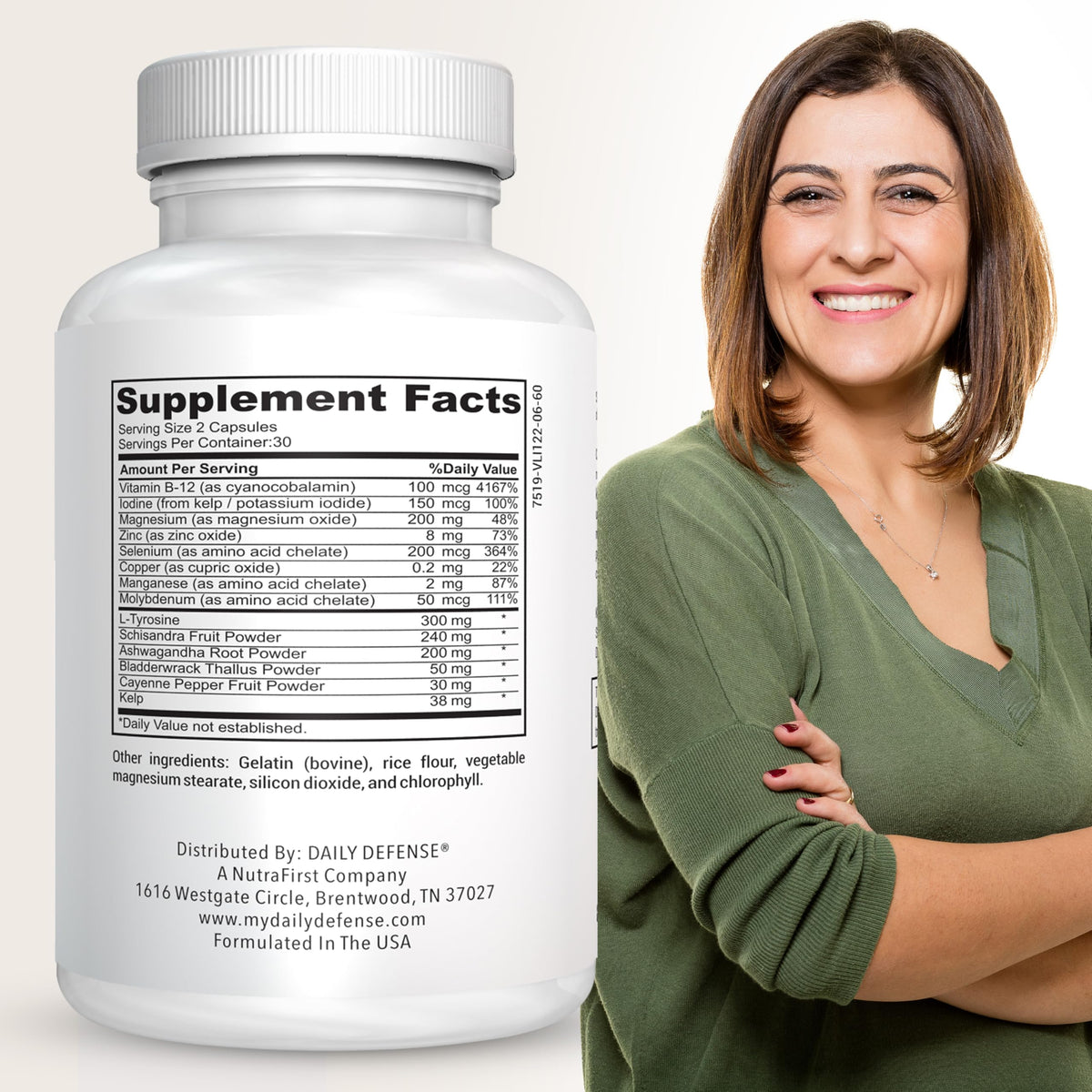 Selenium with Iodine Zinc B12 Ashwagandha Thyroid Support Supplement C89331