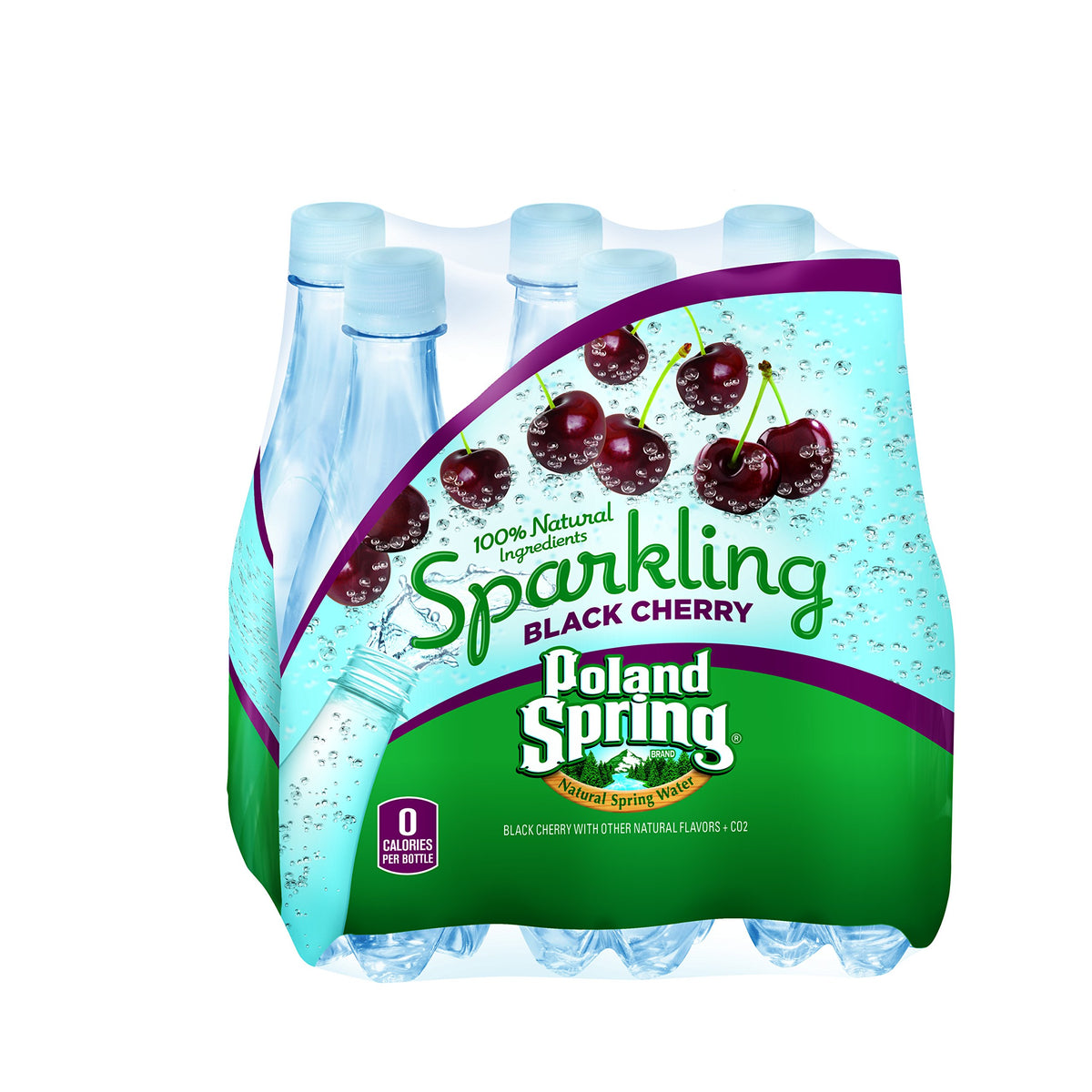Sparkling Natural Spring Water, Black Cherry, 16.9 oz, 8 pk M839933