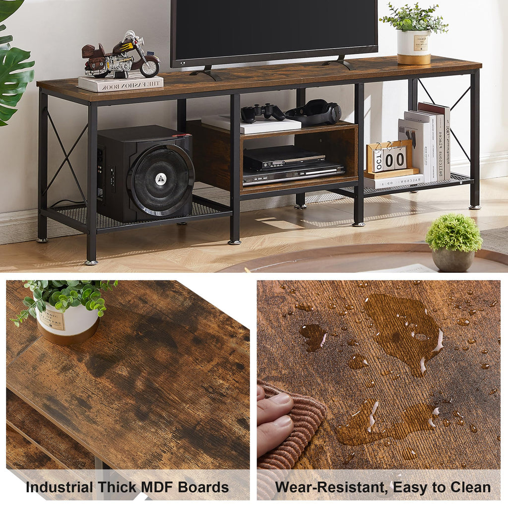70 Inch 3-Tier TV Stand with Open Storage Shelves I852