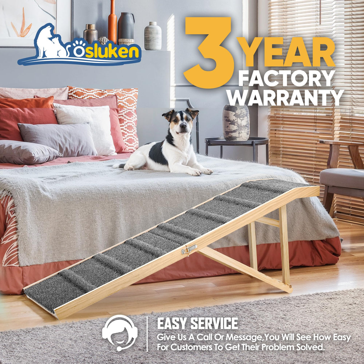 Foldable Dog Ramp with Platform 6 Adjustable Heights P748