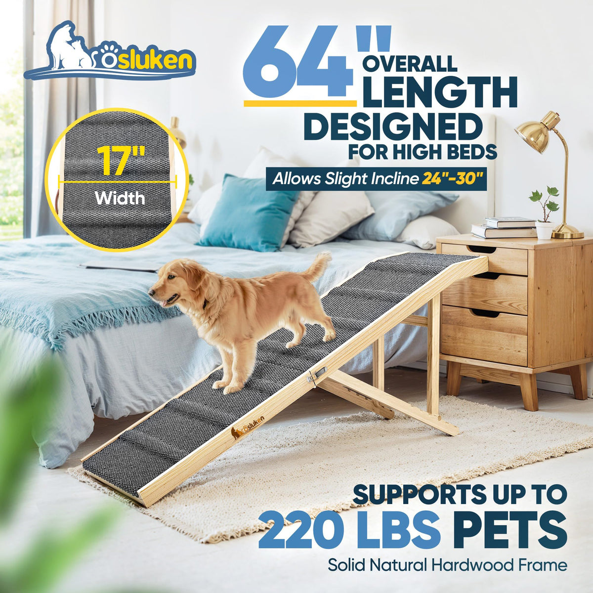 Foldable Dog Ramp with Platform 6 Adjustable Heights P748