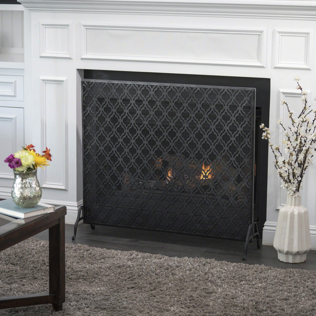Black Iron Fireplace Screen B7035