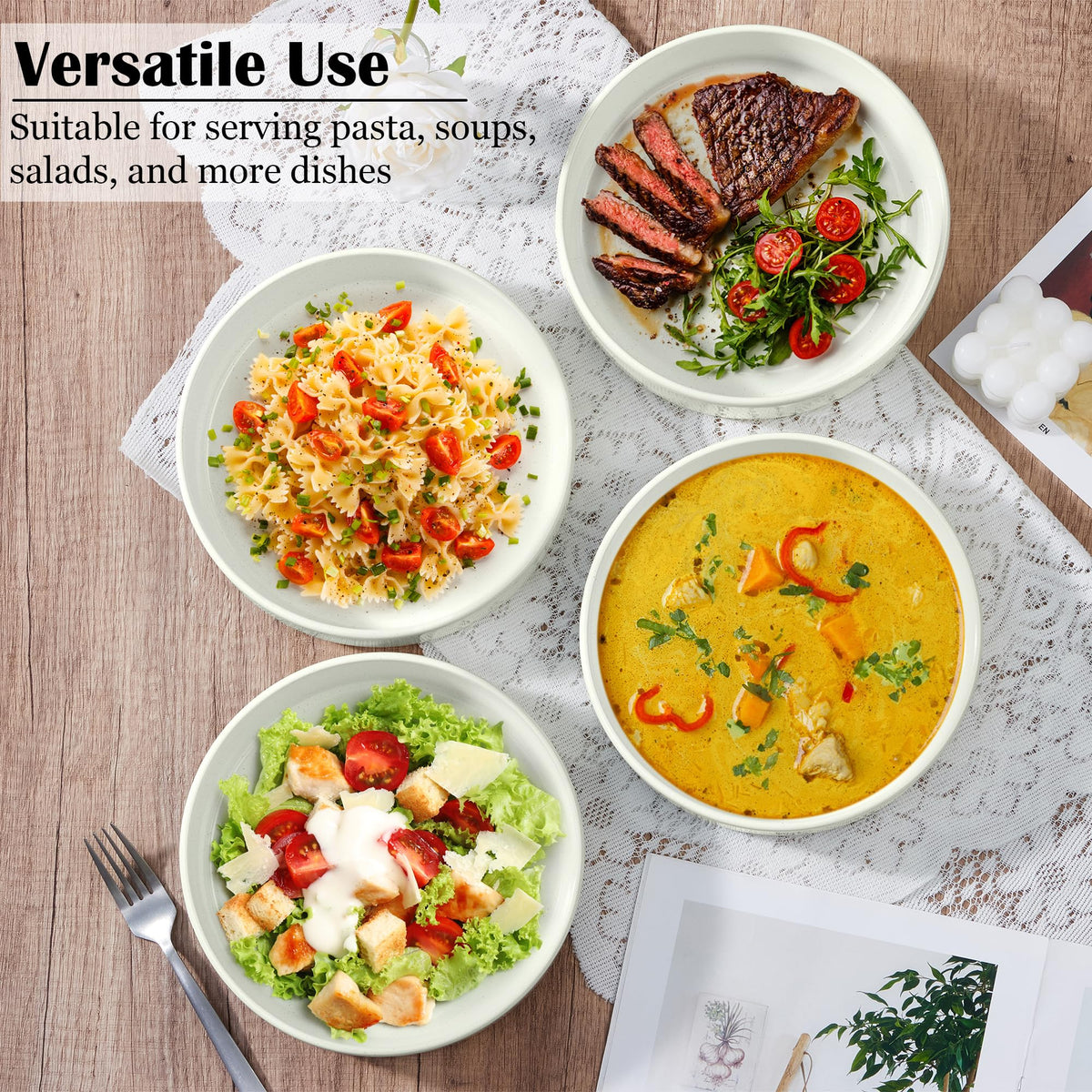 18-Piece Speckled White Stoneware Dinnerware Set E4497