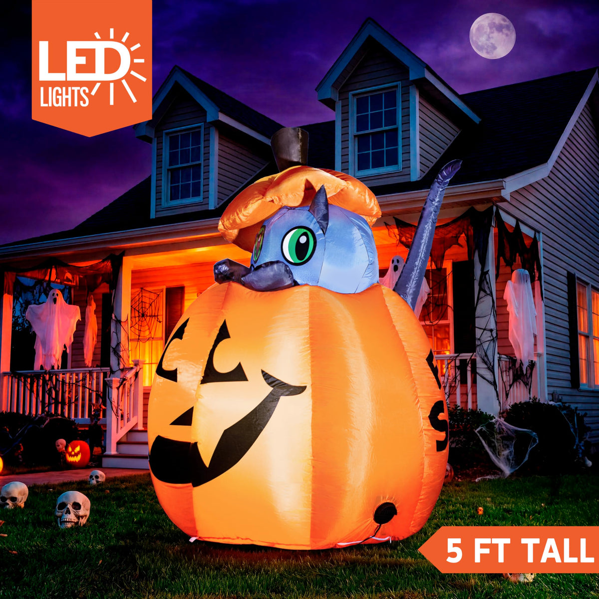 5 FT Animated Pumpkin Inflatable with LEDs E5270